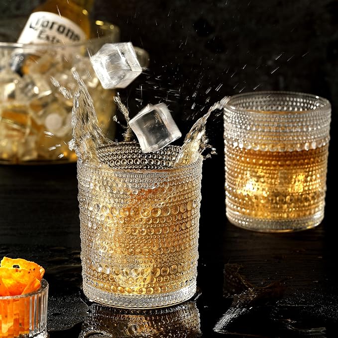 OLULU Cocktail Glasses 10 oz Set of 2, Glass Hobnail Drinking Glasses, Vintage - Image 4