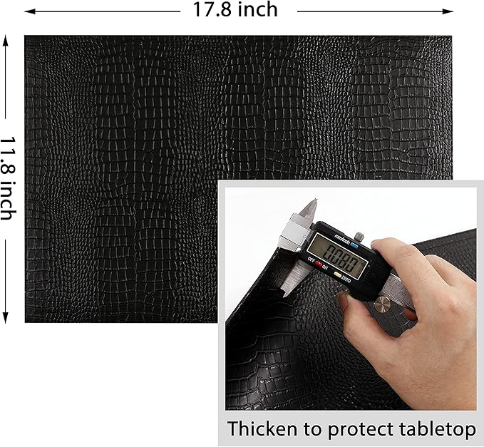 Faux Leather Hardboard Placemats, Set of 6 PU Table Mats, Easy to Clean, Heat & Stain Resistant for Office Conference Table,Dining Home Decor