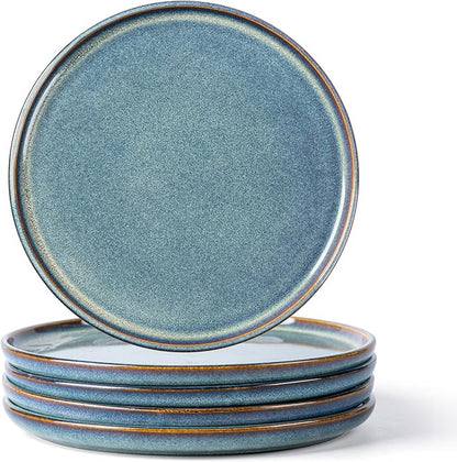 AmorArc Ceramic Plates Set of 6, 8.5 Inch Reactive Glaze Stoneware, Dessert, Salad, Appetizer, Small Dinner Plates, Microwave, Dishwasher Safe, Scratch Resistant Dishes Set for Kitchen