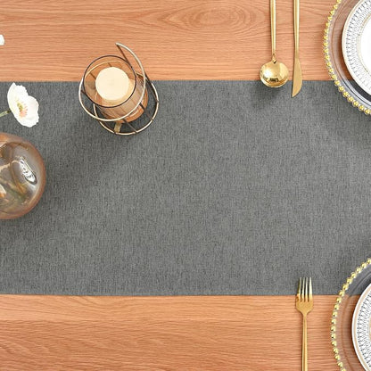 Faux Linen Table Runner Water Resistant 13 x 48 in, Charcoal | Farmhouse Rustic - Image 7
