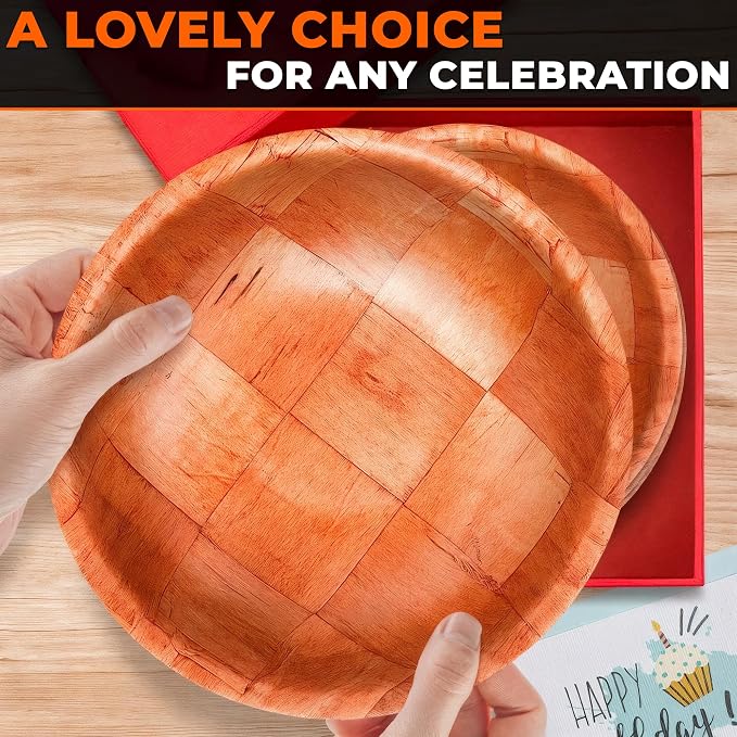 HYQO Wooden Salad Bowls Set of 6, Lightweight & Sturdy, 7.9 In | Wooden Bowls - Image 9