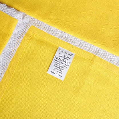 Fingercraft Dinner Cloth Napkin Cotton Linen Set of 12 Mitered Corners with Natural Elegant Lace for Everyday Use Napkins are Pre Shrunk and Good Absorbency with Lace 20x20 in Lemon