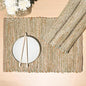 Natural Jute Sage Green-White Placemats, 13x19 | Rustic Handmade Boho Table Mats by ChardinHome