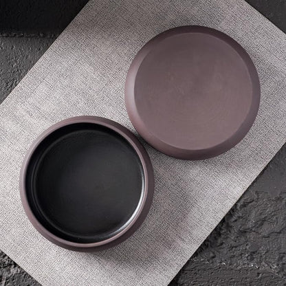 Uaral Ceramic Salad Bowls Set, 18 Ounce Black Shallow Bowl Set - Image 2