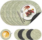 13" Round Placemats Set of 6, NCUE Dual-Sided Faux Leather Heat Resistant Table Mats, Waterproof Oilproof Washable Protective Table Placemats with Coaster, Wipeable Vinyl for Indoor & Outdoor Use