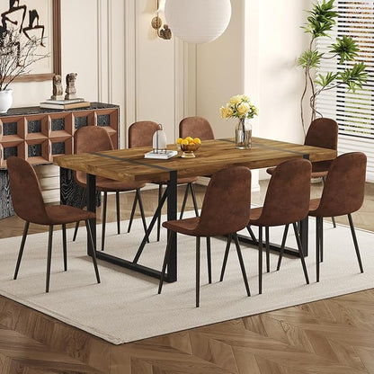 Dinner Table for 6-8, 71'' Kitchen Table,Kitchen & Dining Room Tables, MDF Wood Dining Table with Metal Legs for Living Room & Dining Room