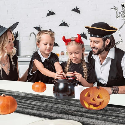 Snowkingdom Halloween Table Runner, 10 FT Black Spider Web Runners Metallic - Image 8