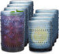 Blue Hobnail Drinking Glasses Set of 8, 15 oz Vintage Highball Glassess & 12 oz by JPPSUJJ