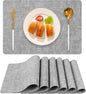 Faux Leather Placemats Set of 6, Heat Resistant Wipeable Washable Vinyl Place Mats, Waterproof Anti-Slip Dining Table Mats, Suitable for Indoor & Outdoor Use (Light Grey)