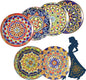 Colorful Ceramic Plate Set of 6 – 8.7 Inch Bohemian Porcelain Plates by AHX