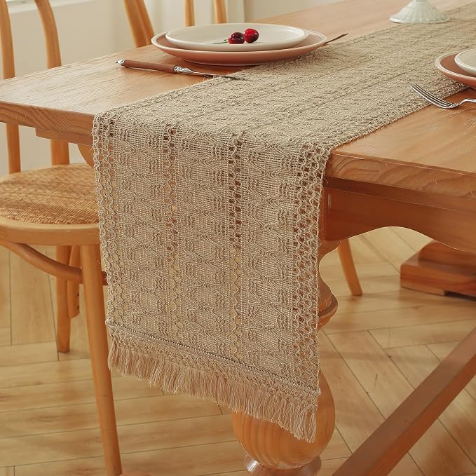 Burlap Boho Table Runner for Home Decor - Image 5