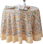 ATOSII Clover Yellow 100% Cotton Round Tablecloth, Handblock Print Floral Table Cloth for Kitchen Dining Linen I Parties, Weddings, Outdoors, Christmas, Thanksgiving I Fall Home Decor 60" Inches Round