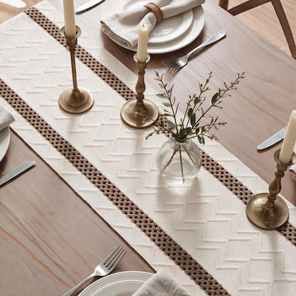 Artoid Mode Coffee Stripe Woven Rustic Table Runner 12x72 Inch | Holiday - Image 4