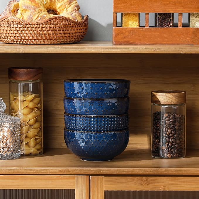 MALACASA Cereal Bowls, 30 Ounce Ceramic Blue Soup Bowl - Image 9