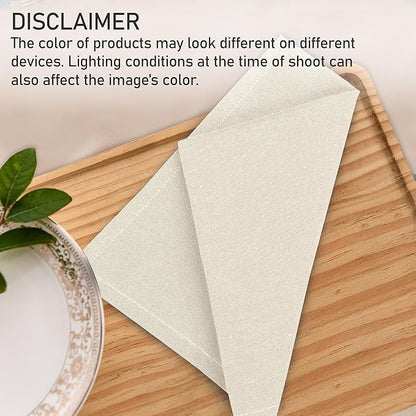 Ruvanti Cloth Napkins Set of 12, 18x18 Reusable Napkins Cloth Washable, Soft & Durable Table Napkin, Poly Cotton Fabric Dinner Napkins for Parties, Christmas, Thanksgiving, Weddings - Antique White