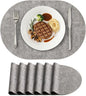 Placemats Set of 6, 11.8 x 17 Inch, Light Grey | Heat Resistant Oval Faux by homing