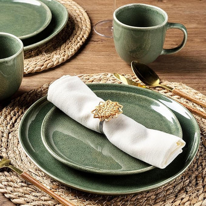 AmorArc 8.5" Ceramic Plates Set of 6 | Handmade Stoneware with Reactive Glaze for Dessert, Salad, Appetizer & Dinner | Microwave/Dishwasher Safe, Scratch Resistant