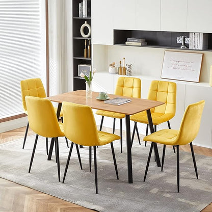 Set of 6 Upholstered Home Chair Armless Ergonomic Dining Chair with Back Design,Soft Cushion Living Room Chair with Metal Legs for Dining Room,Stores,Kitchen
