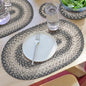 Homespice Flint Hill Jute Braided Placemats, Warm Primitive Decor, Set of 4, Grey 13x19 Oval Table Mats - Vibrant Colors, Durable, Easy to Clean and Protects Furniture