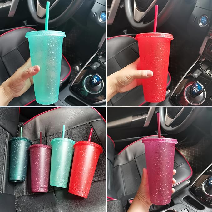 Suertestarry Tumbler with Straw and Lid, Water Bottle Iced Coffee Travel Mug Cup - Image 3