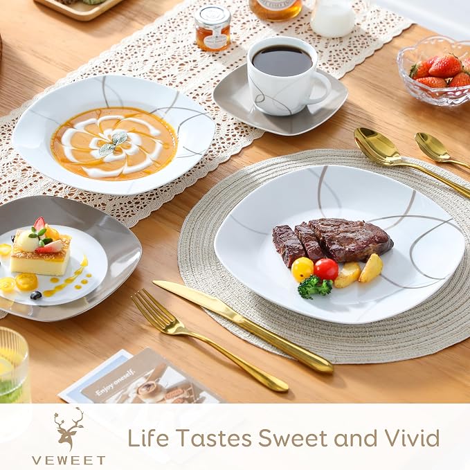 VEWEET 30 PCS Ceramic Dinnerware Sets - Image 3