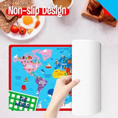 6 Pack Placemats for Kids, Non-Slip Washable, Reusable Alphabet, Shape & Color - Image 5