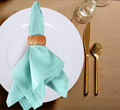 12-Piece Hand Woven Napkin Ring - Farmhouse Rustic Serviette Holder for Dining, Easter, Birthday, Thanksgiving, Christmas & Party Décor - Fall Rustic Rings, Napkin Holder Buckles(Brown) - CLEENTABLE