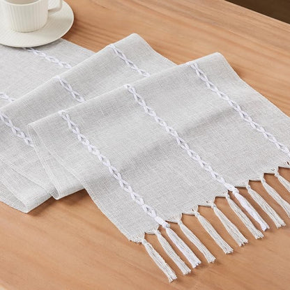 Braided Farmhouse Table Runner, Braided Light Grey 13x48 Inch, Cotton Linen - Image 7