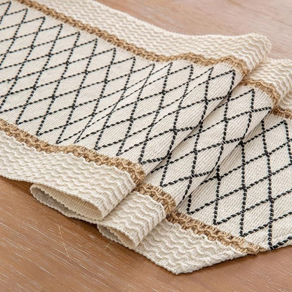 Table Runner, Boho Style with Tassels, Cotton & Linen, Farmhouse Home Decor - Image 4
