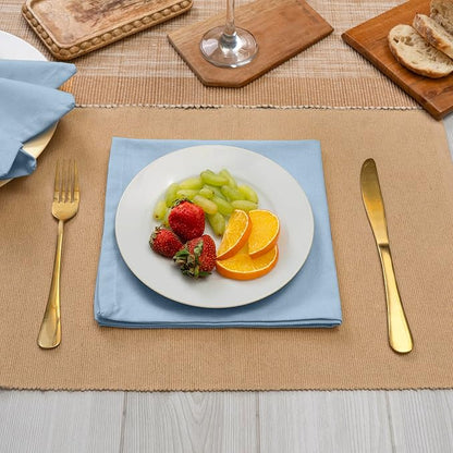 Blue Needles Solid Cloth Napkins Set of 6 Ice Blue 100% Cotton Dinner Napkins 18x18 inches - Soft, Reusable, Absorbent & Washable Linen, Ideal for Christmas Events, Parties & Everyday Use