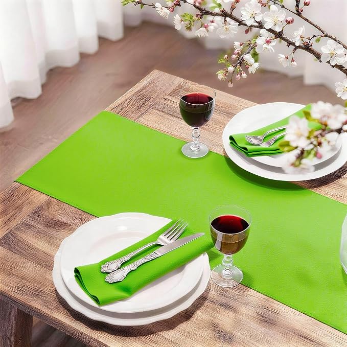 FOLINS&HOME Lime Green Waterproof Decorative Table Runner 48 Inches Long | - Image 2