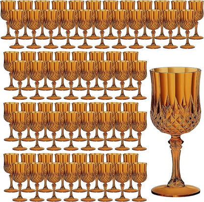 7OZ Plastic Wine Glasses, Reusable Vintage Goblets Unbreakable Drinking Glasses by Unknown