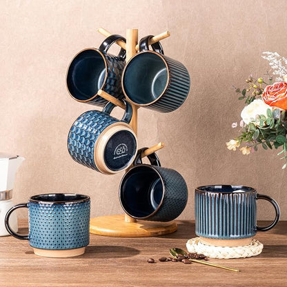 GBhome 12 OZ Stackable Coffee Mugs Set of 6, Ceramic Coffee Cups Set | 3 - Image 8