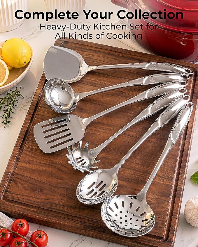 Zulay Kitchen Stainless Steel Pasta Spoon | 12” Spaghetti Server - Image 9