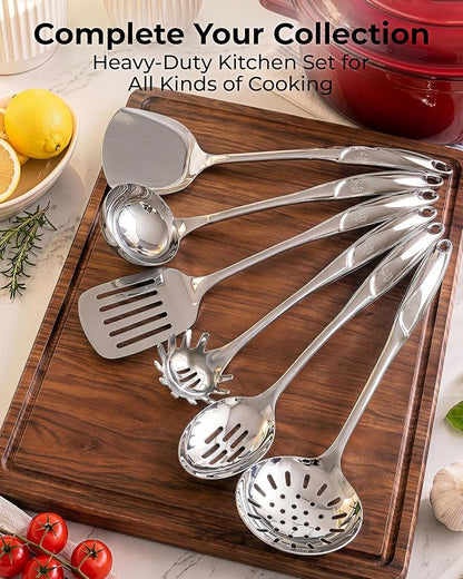Zulay Kitchen Stainless Steel Pasta Spoon | 12” Spaghetti Server - Image 9