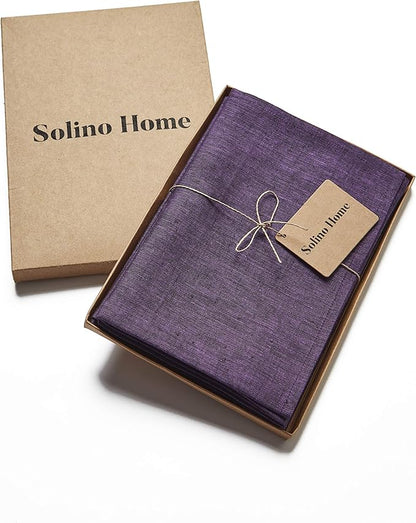Solino Home Linen Napkins Set of 4 - 100% Pure Linen Grape Dinner Napkins Cloth 20 x 20 Inch for Winter, Valentines, Spring, Easter - Athena, Handcrafted and Machine Washable
