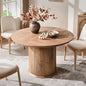 T4TREAM 47" Fluted Round Dining Table for 4-6, Mid-Century Modern Kitchen Table with Thickened Edge & Cylindrical Base for Dining Room, Kitchen, Living Room,Light Knotty Oak(Table Only)