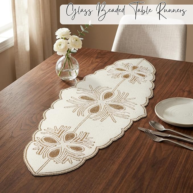 Beaded Table Runner, 13x36 in, polyester back, artisan-crafted, dining & - Image 4