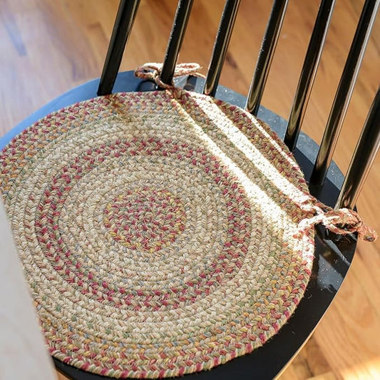 Homespice Harvest Jute Braided Chair Pads for Dining Chairs 15x15 Set of 2 - Vibrant Colors, Naturally Comforting & Reversible