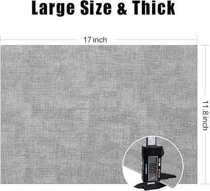 Homaxy Faux Leather Heat Resistant Placemats for Dining Table Set of 4, Waterproof Wipeable Washable PU Table Mats, Easy to Clean Anti-Slip Place Mats, 11.8" x 17", Light Grey
