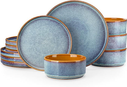 vancasso ONION Ceramic Dinnerware Sets, 12 Pieces Stoneware Plates and Bowls by vancasso