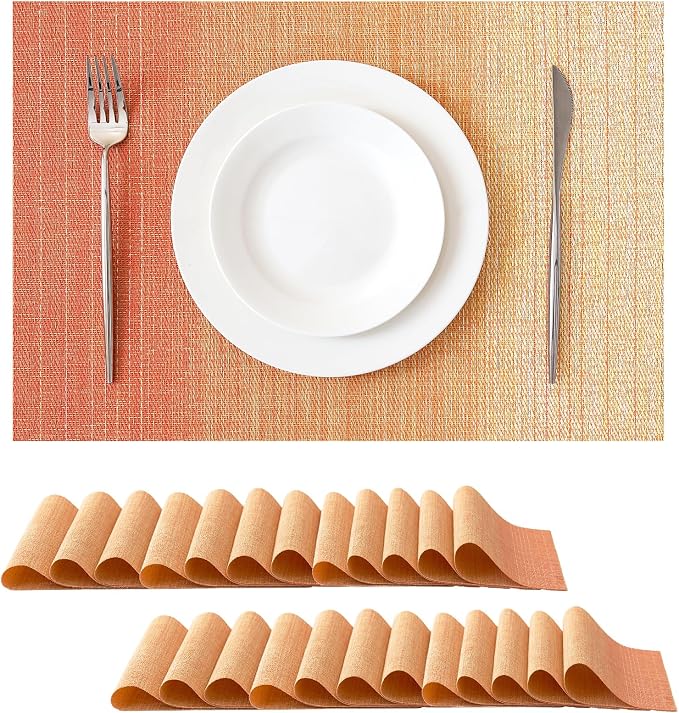 Leetaltree Gradient Burnt Orange Woven Placemats Set of 24 by Leetaltree-ArtatEveryTable