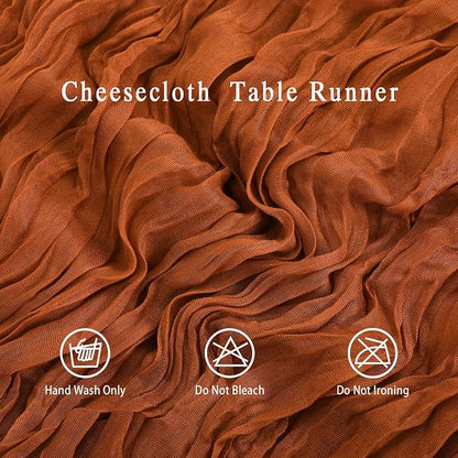 8 Pack Terracotta Cheesecloth Table Runner 17x108 inch Boho Gauze Cheese Cloth - Image 3