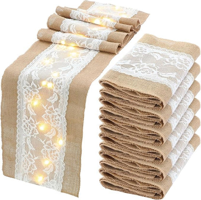 Xinnun 6 Pack Burlap Table Runner by Xinnun