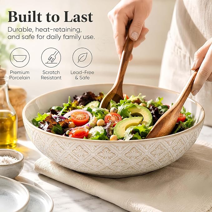 22 Oz Pasta Bowls Set of 4, Ceramic Soup Bowls, 8 inch Large Serving Bowl - Image 7