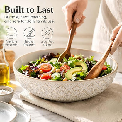 22 Oz Pasta Bowls Set of 4, Ceramic Soup Bowls, 8 inch Large Serving Bowl - Image 7