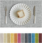 Softalker Faux Linen Placemats Set of 8-12 x 18 Inch, Heat Resistant Double Layered Durable Burlap Farmhouse Place Mats, Non-Slip Washable Rustic Table Mats for Dining, Kitchen, Party（Ash Grey