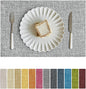 Softalker Faux Linen Placemats Set of 4-12 x 18 Inch, Heat Resistant Double Layered Durable Burlap Farmhouse Place Mats, Non-Slip Washable Rustic Table Mats for Dining, Kitchen, Party（Ash Grey