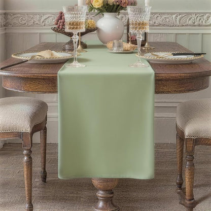 Sage Green Table Runner, Waterproof Washable Runners 60 Inches Long | Reusable by KAIPHO