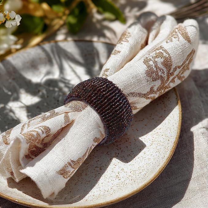 COTTON CRAFT Glitz Handmade Beaded Napkin Rings - Image 4